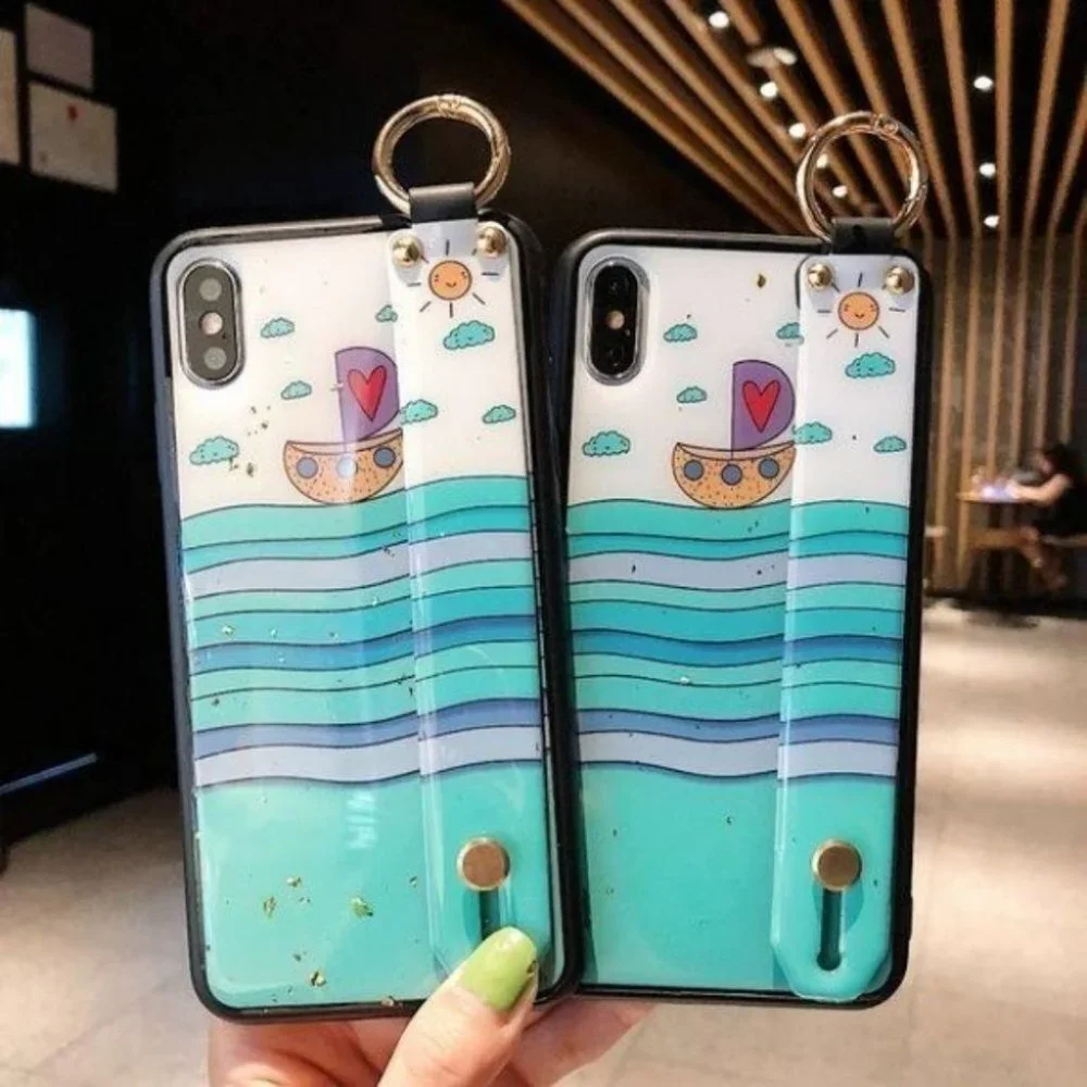 Boat Gold Foil Wristband Stand Phone Case